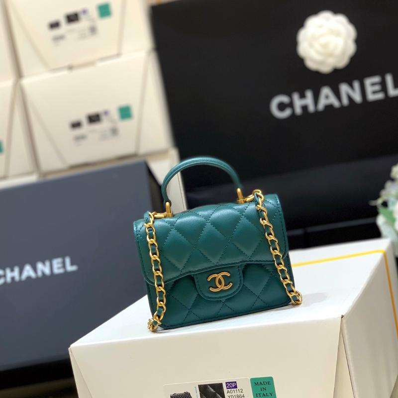 Chanel Handbags AP2200 Sheepskin Top Dark Green